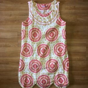 Medallion printed Scalloped Shift dress